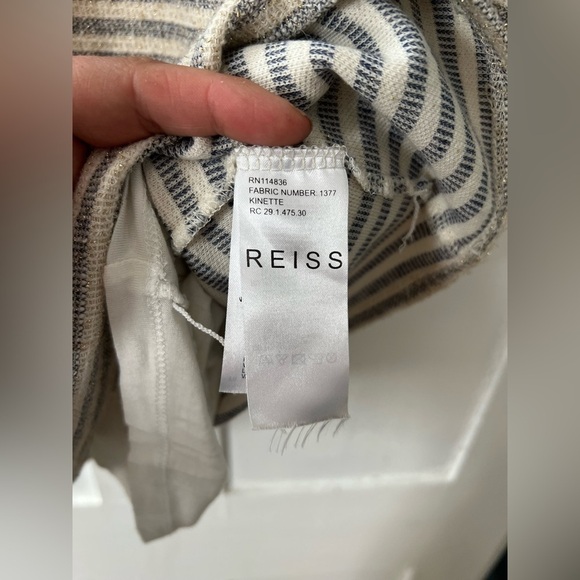 BOGO Reiss Cream & Gray Striped Dress - Picture 4 of 11